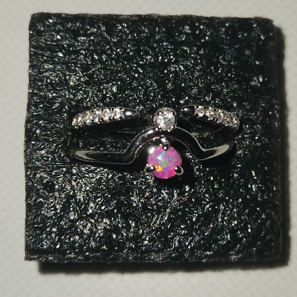 RBP6566 unspoken dreams bomb Party Ring size 9 2 seperate bands NWT fire opal - Picture 3 of 8